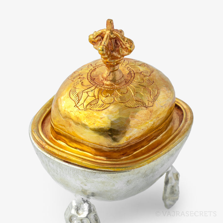 Miniature Gold and Silver Plated Kapala, 3.25 inch