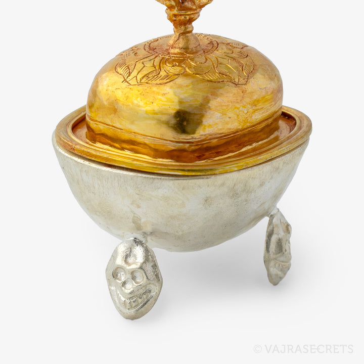 Miniature Gold and Silver Plated Kapala, 3.25 inch