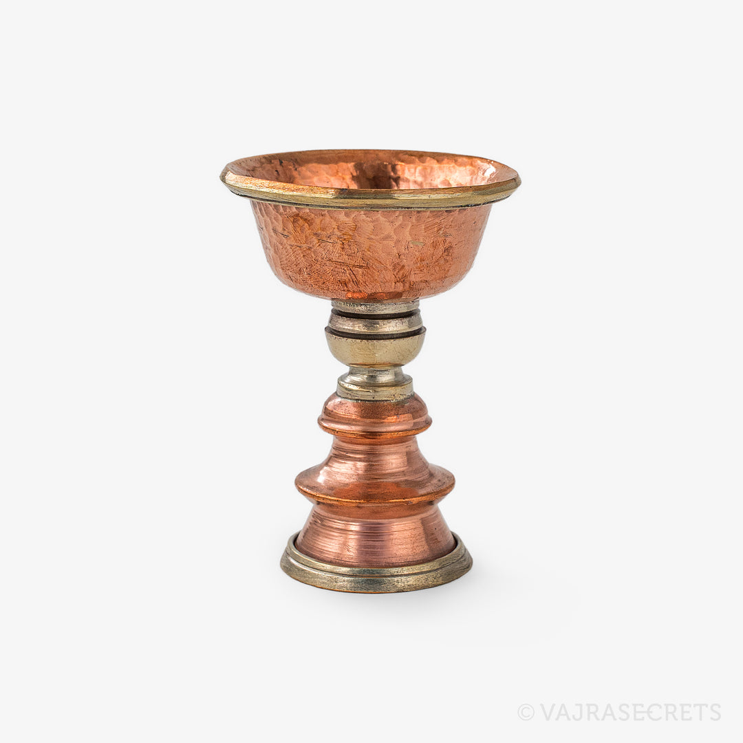 Brass-Trimmed Polished Copper Butterlamp, 2 inch