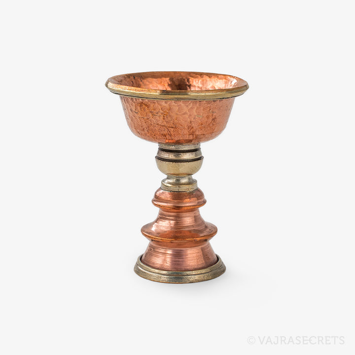 Brass-Trimmed Polished Copper Butterlamp, 2 inch