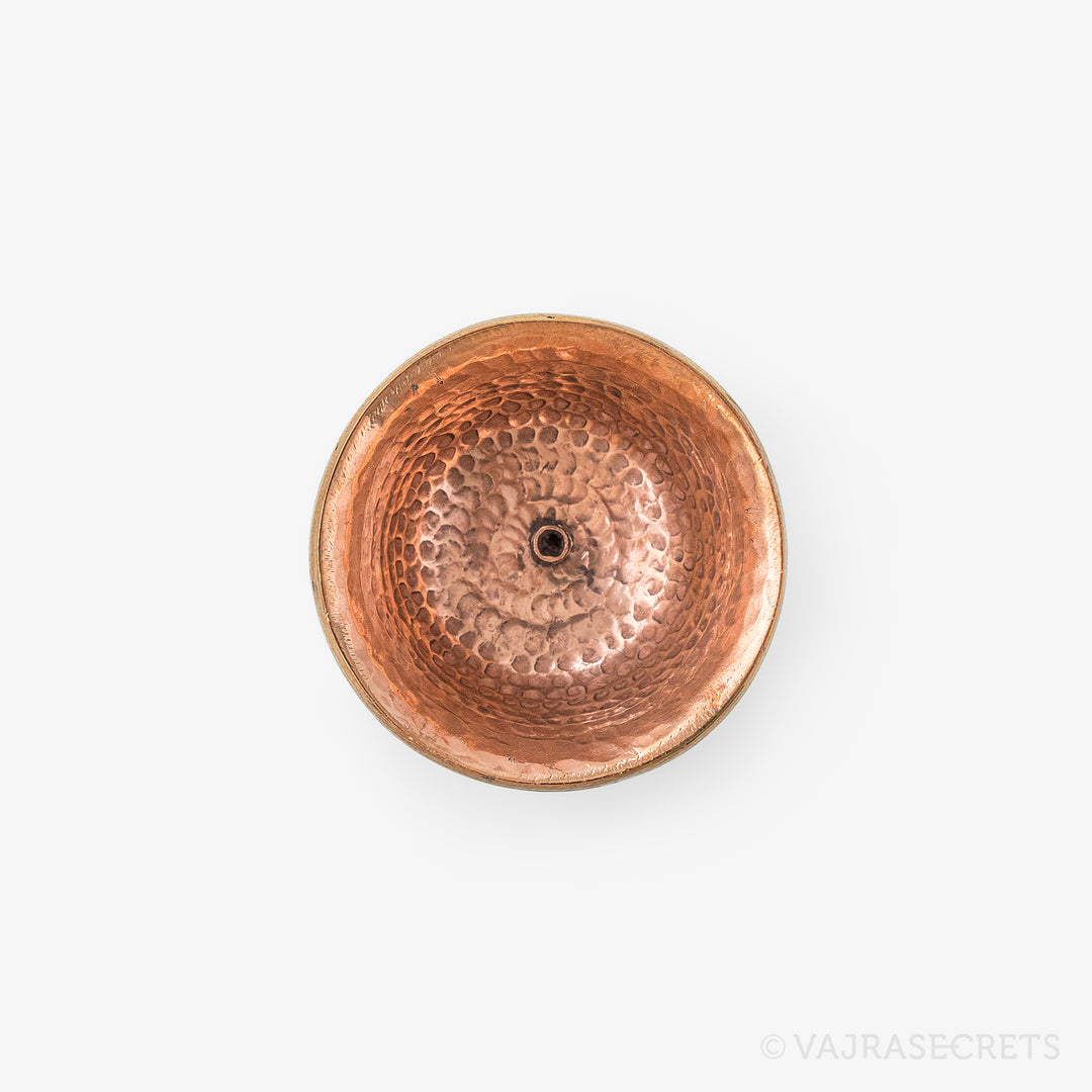 Brass-Trimmed Polished Copper Butterlamp, 2 inch