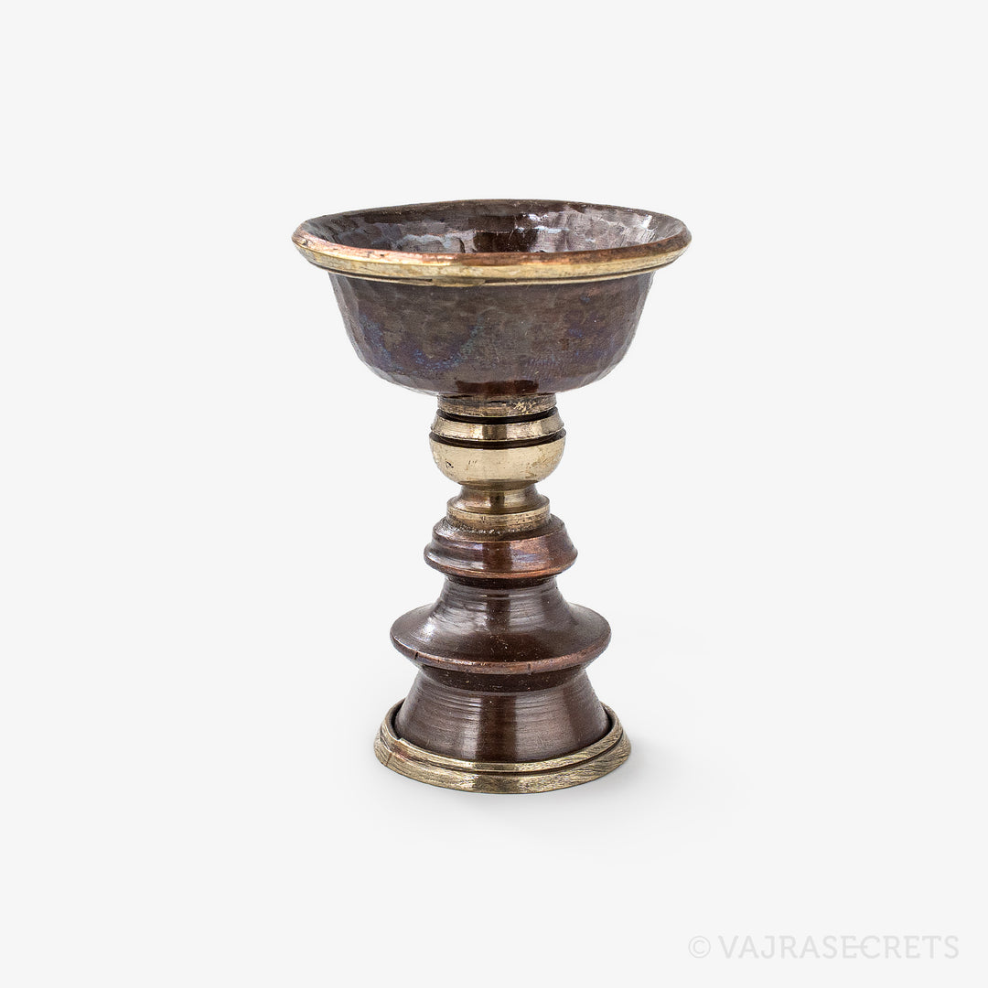 Brass-Trimmed Antique Copper Butterlamp, 2 inch
