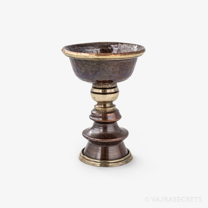 Brass-Trimmed Antique Copper Butterlamp, 2 inch