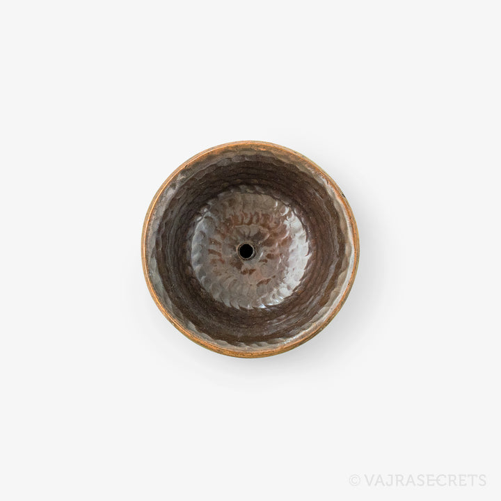 Brass-Trimmed Antique Copper Butterlamp, 2 inch