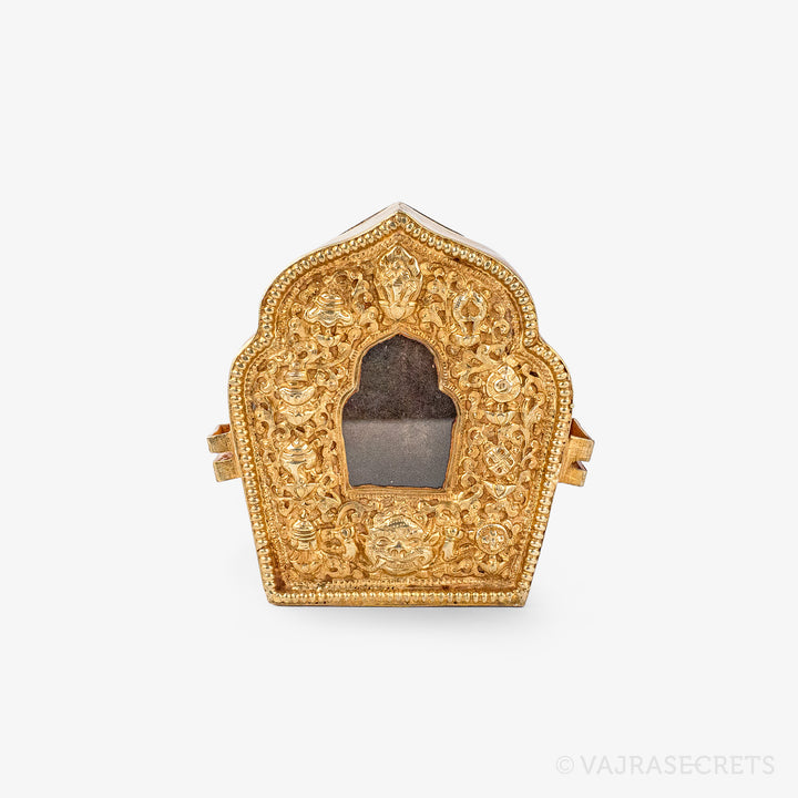 Gold Tibetan Gau Prayer Box, 3.25 inch