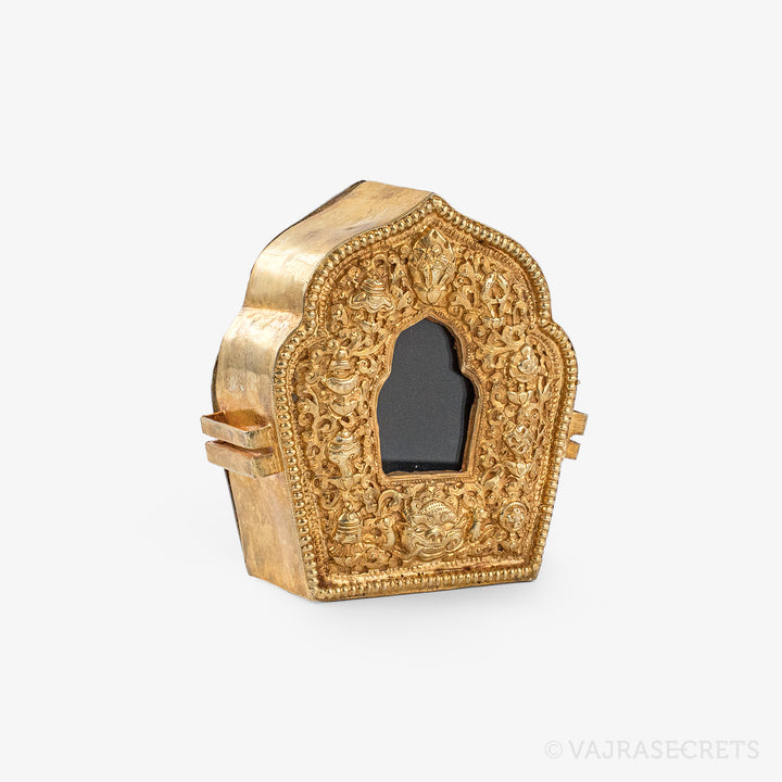 Gold Tibetan Gau Prayer Box, 3.25 inch