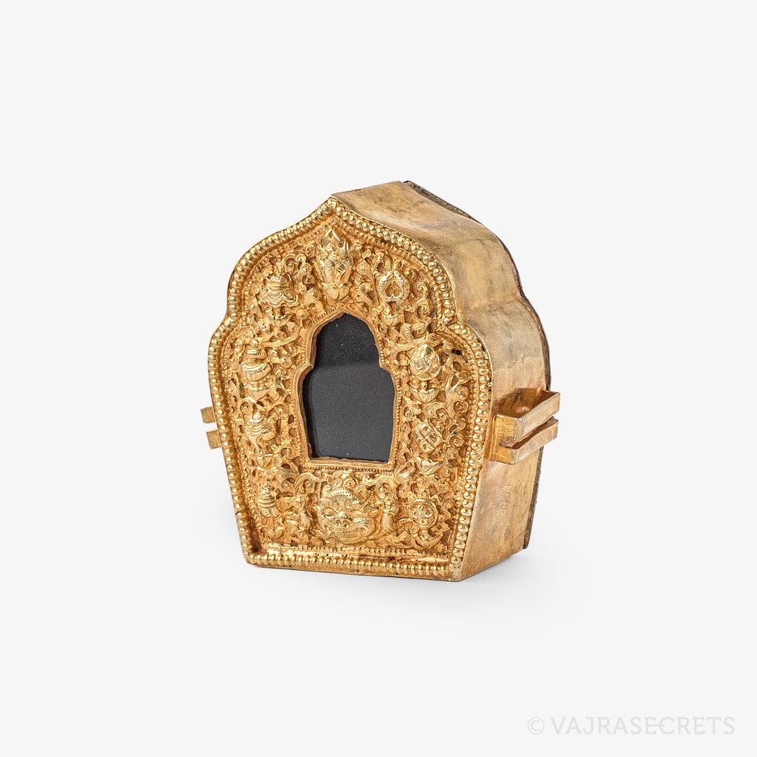 Gold Tibetan Gau Prayer Box, 3.25 inch