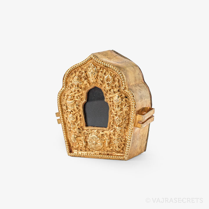 Gold Tibetan Gau Prayer Box, 3.25 inch
