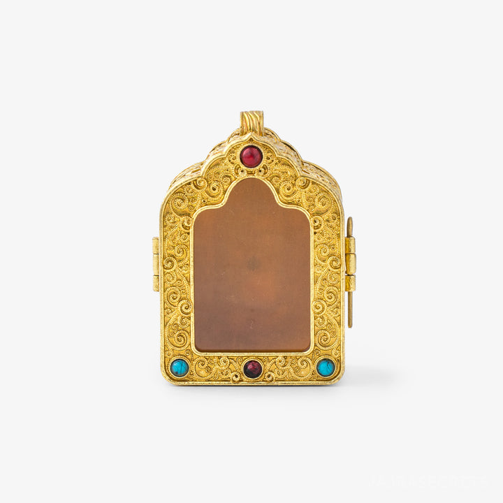 Miniature Brass Tibetan Gau Prayer Box, 2 inch