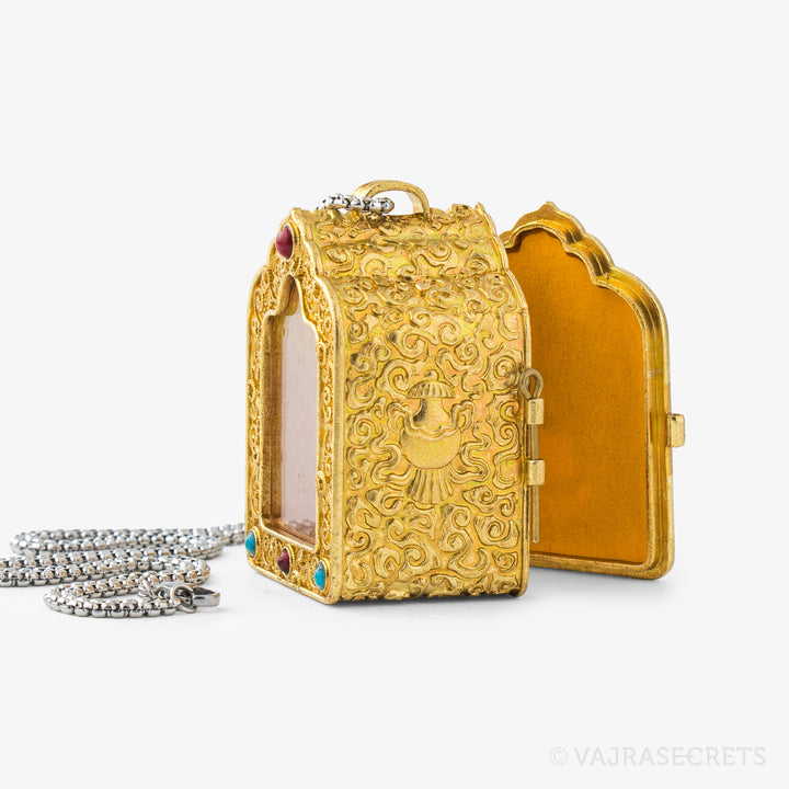 Miniature Brass Tibetan Gau Prayer Box, 2 inch