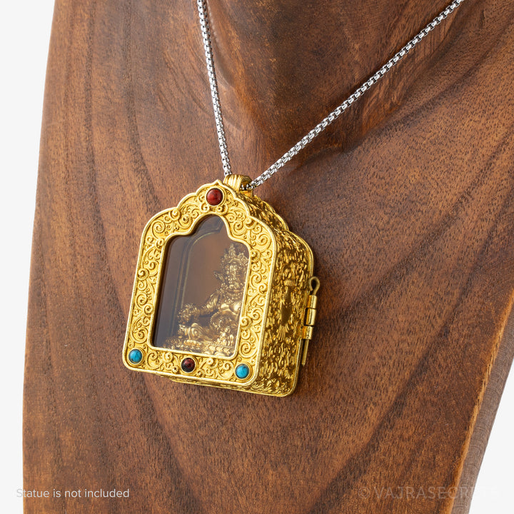 Miniature Brass Tibetan Gau Prayer Box, 2 inch