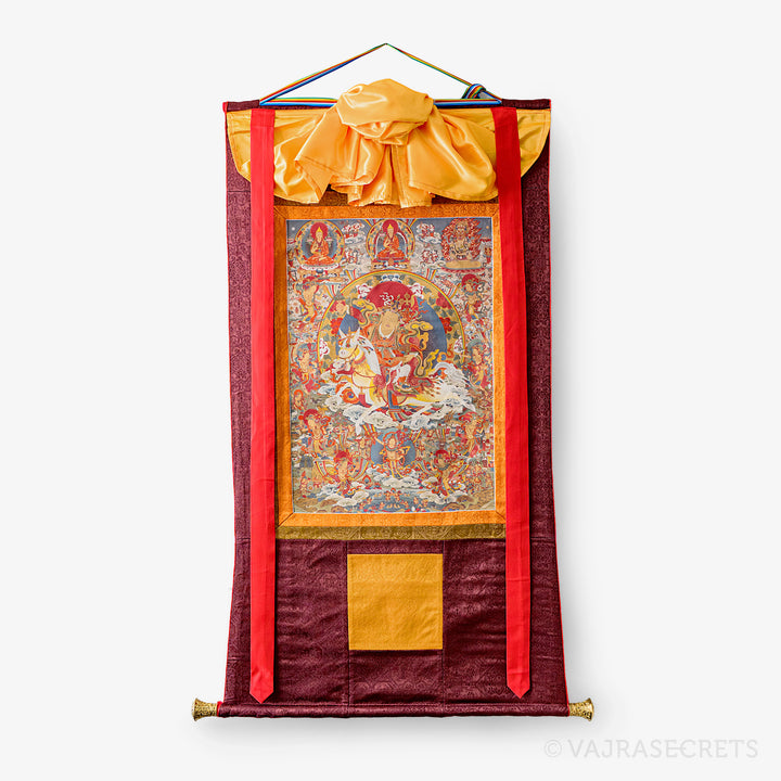 Blessed Gyenze Thangka with Brocade, 24 x 51 inch