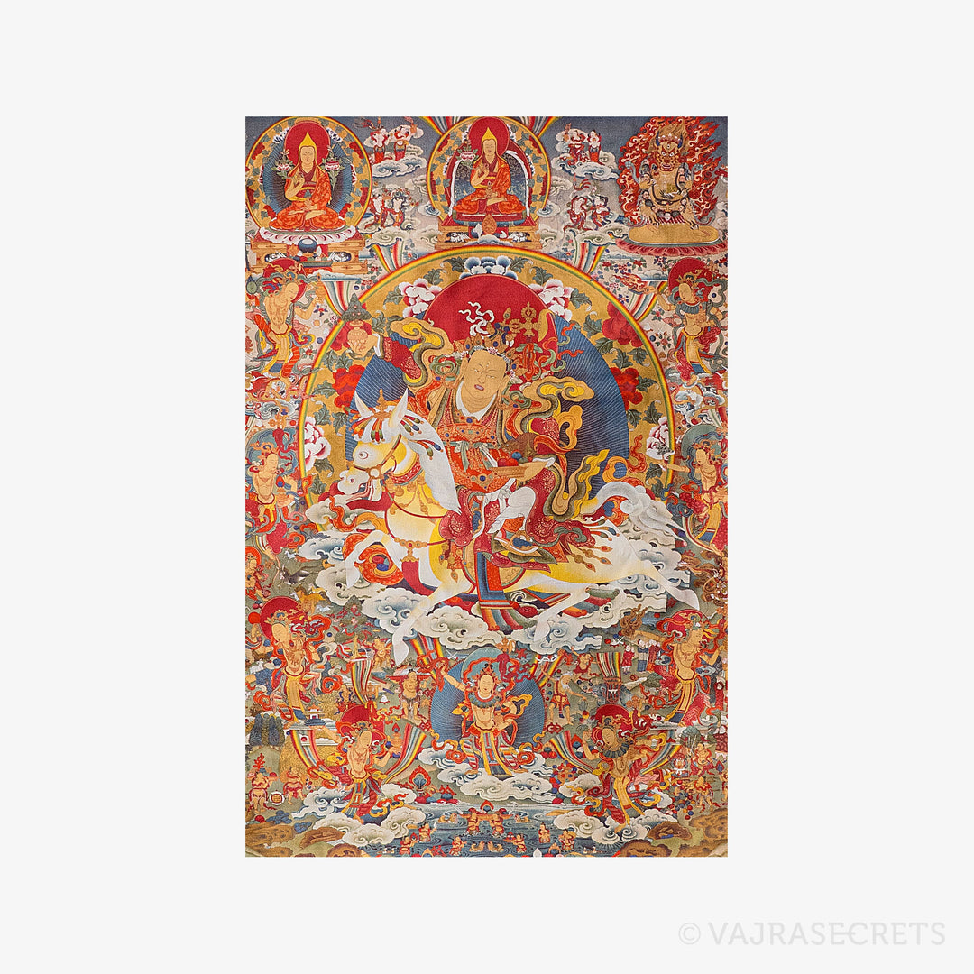 Blessed Gyenze Thangka with Brocade, 24 x 51 inch