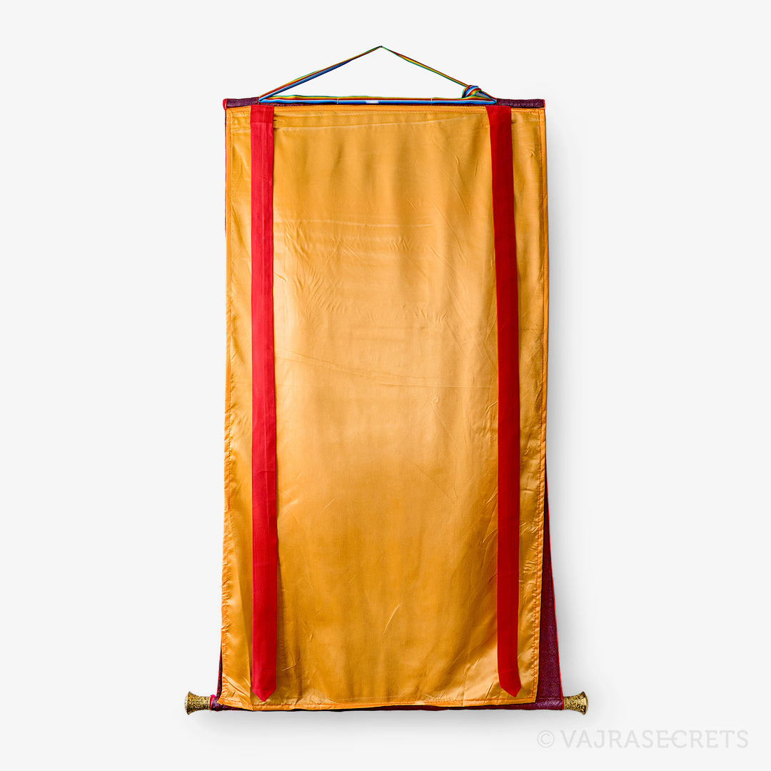 Blessed Gyenze Thangka with Brocade, 24 x 51 inch