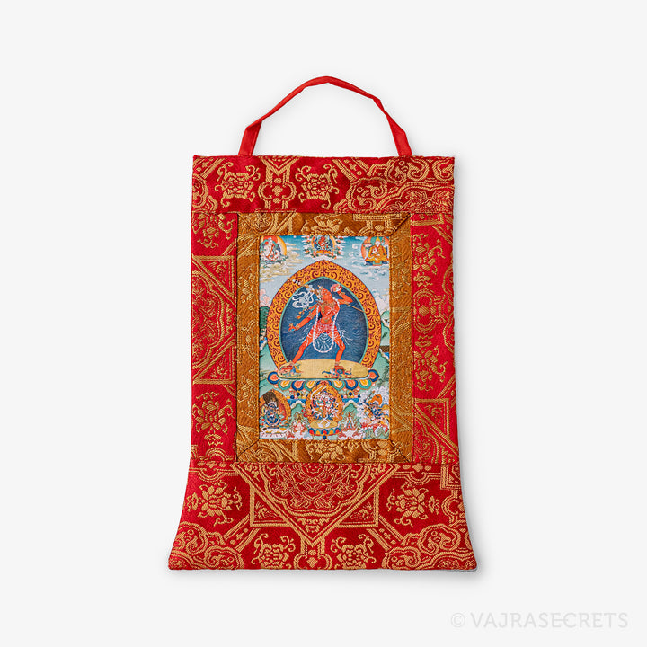 Blessed Vajrayogini Mini Thangka with Brocade