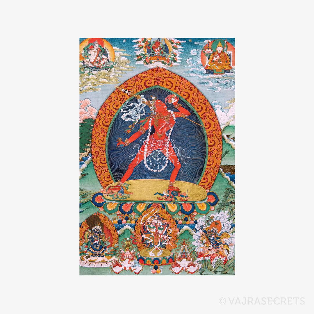 Blessed Vajrayogini Mini Thangka with Brocade