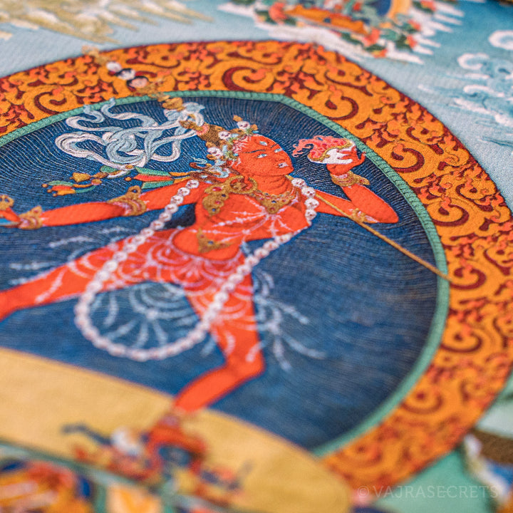 Blessed Vajrayogini Mini Thangka with Brocade