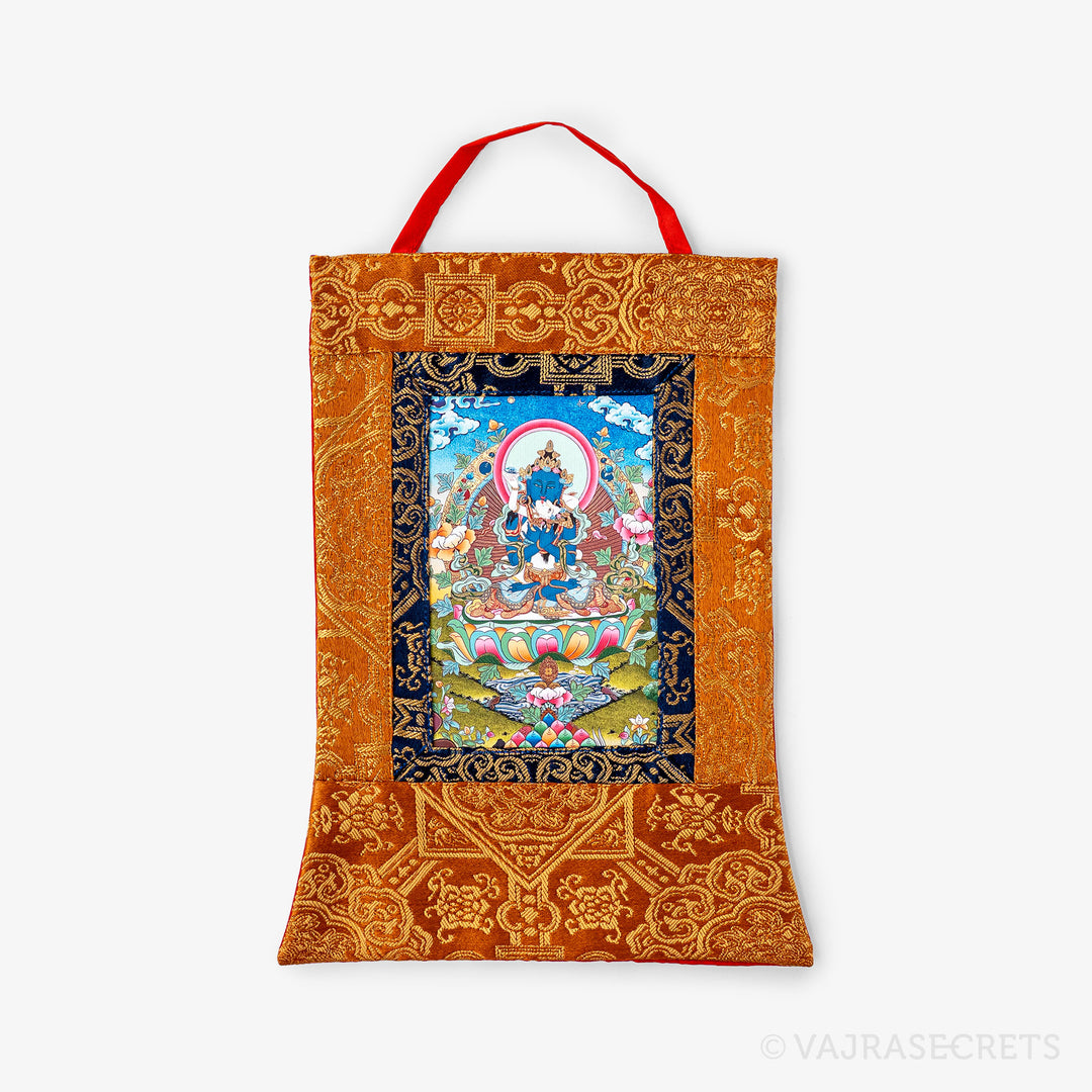 Blessed Vajradhara Mini Thangka with Brocade