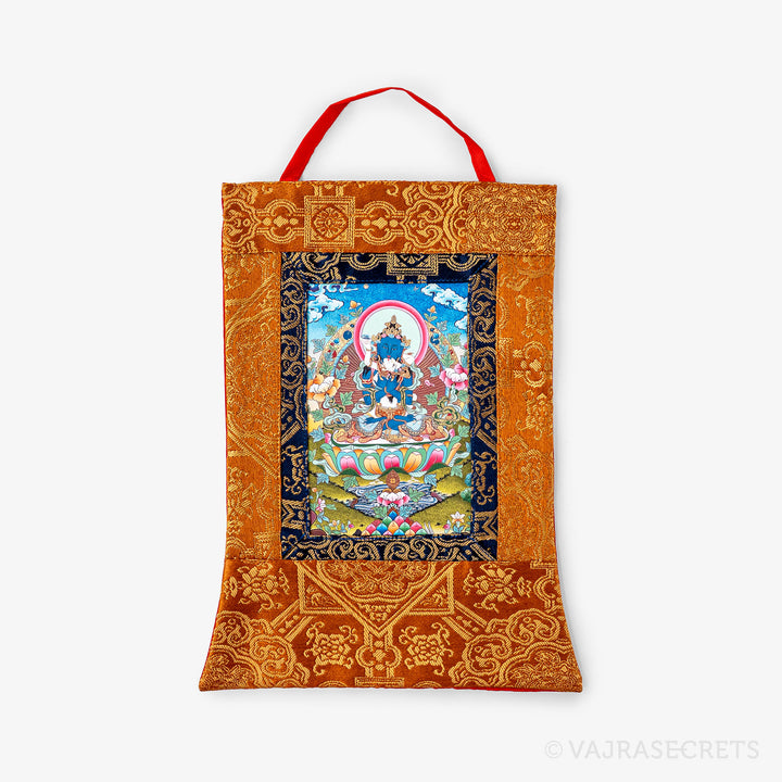 Blessed Vajradhara Mini Thangka with Brocade