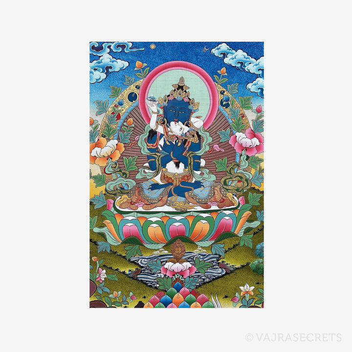 Blessed Vajradhara Mini Thangka with Brocade