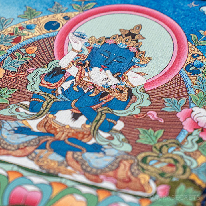 Blessed Vajradhara Mini Thangka with Brocade