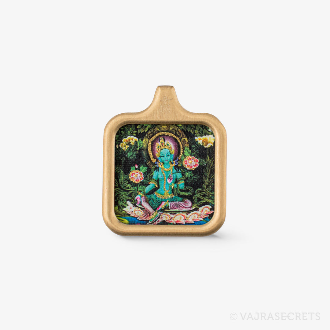 Miniature Green Tara Thangka Pendant