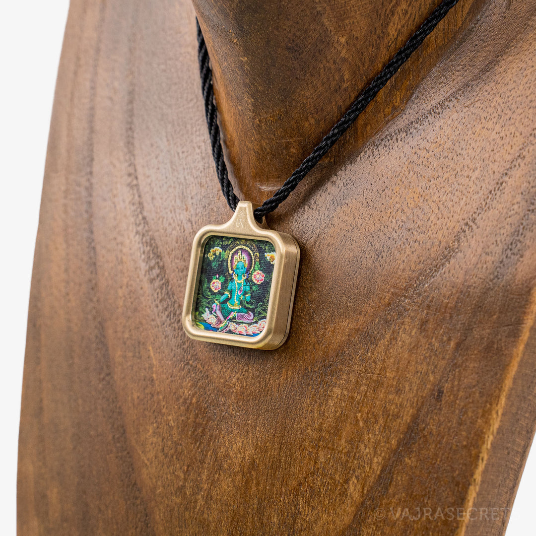 Miniature Green Tara Thangka Pendant