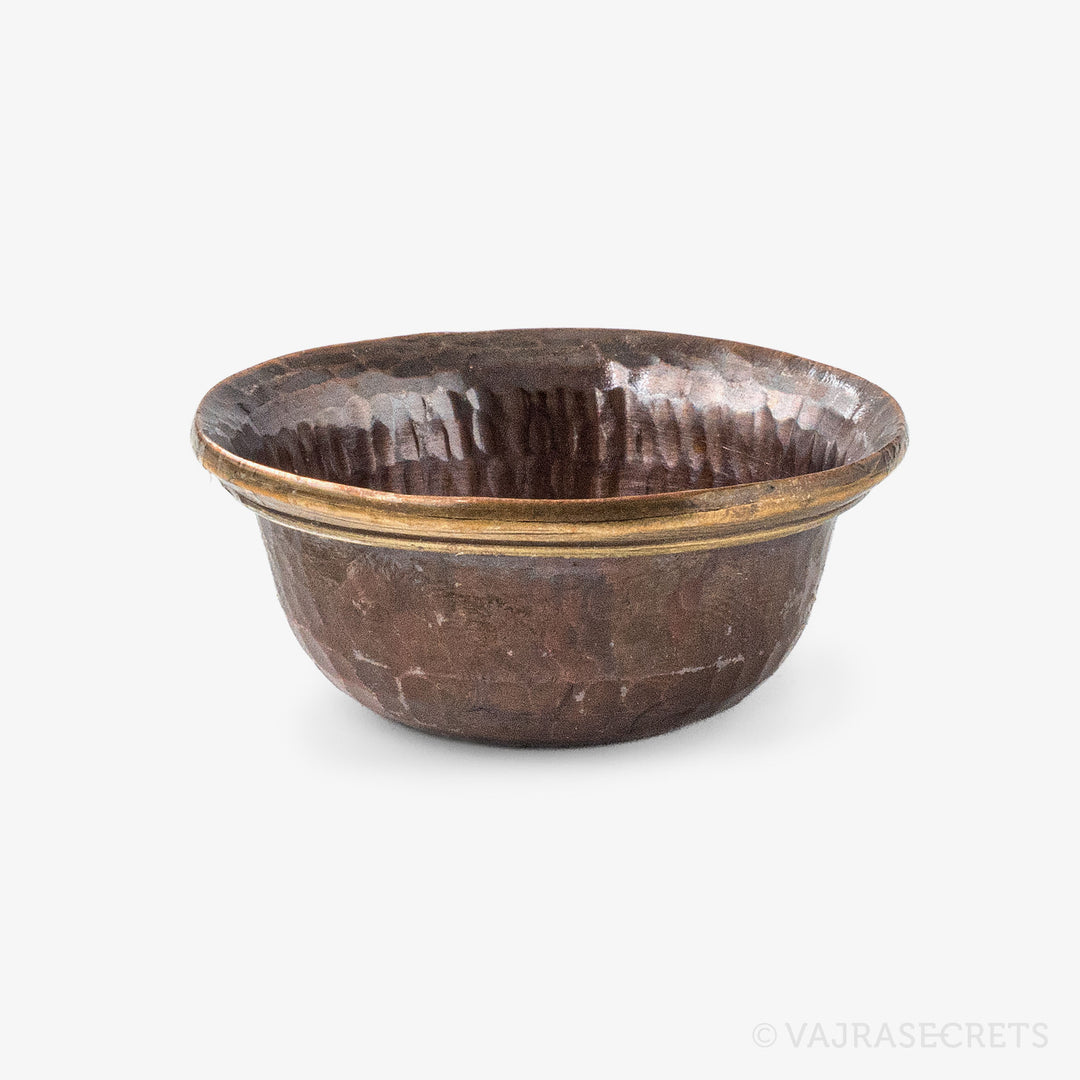 Brass-Trimmed Antique Copper Offering Bowls, 2 inch (Set of 7)