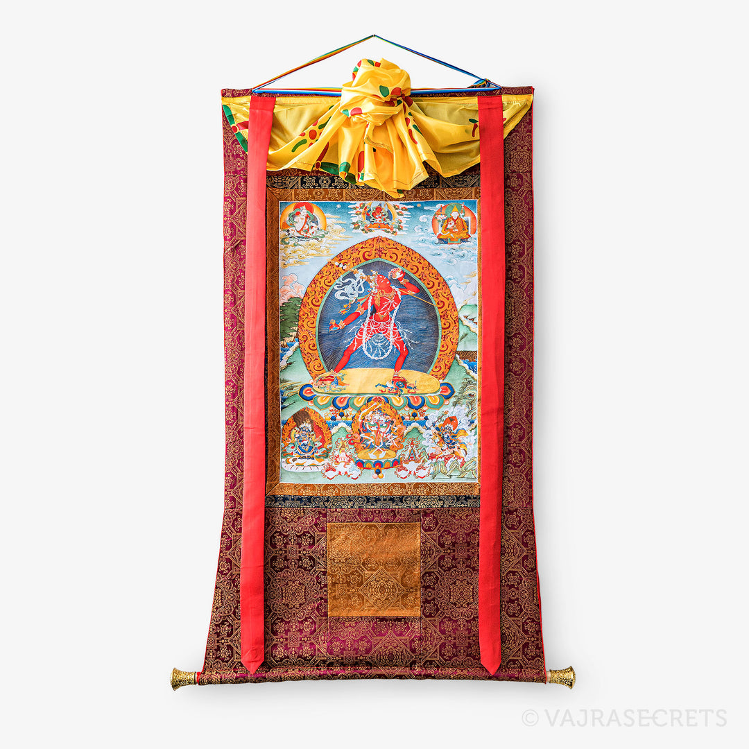 Blessed Vajrayogini Thangka with Brocade
