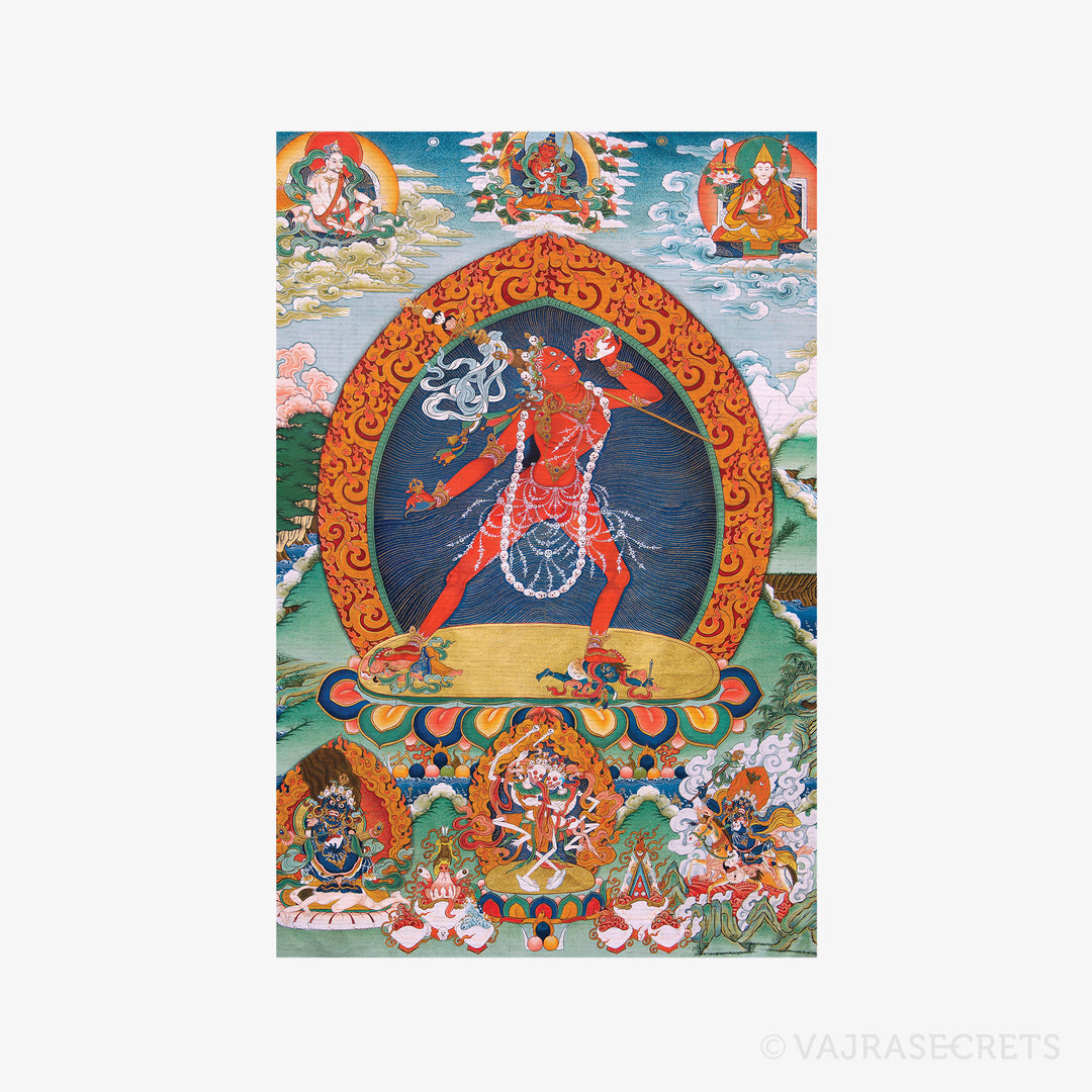 Blessed Vajrayogini Thangka with Brocade
