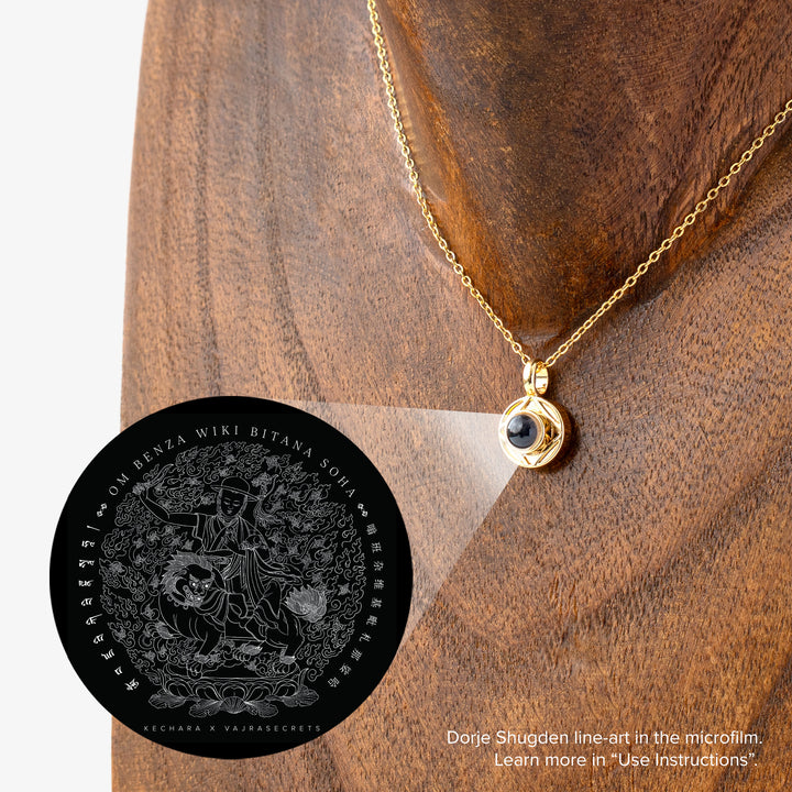 Blessed Dorje Shugden Microfilm Projection Pendant with Chain