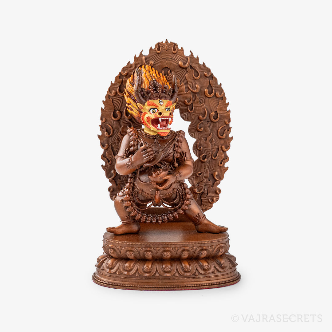 Blessed Yamantaka (Two-Armed) Copper Statue with Gold Face, 5 inch