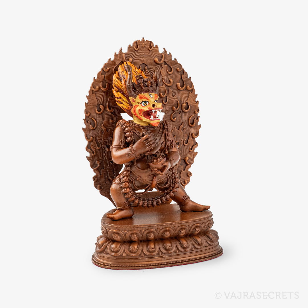 Blessed Yamantaka (Two-Armed) Copper Statue with Gold Face, 5 inch