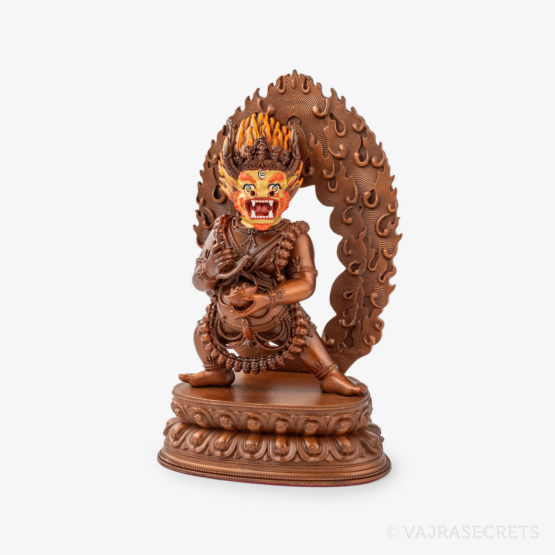 Blessed Yamantaka (Two-Armed) Copper Statue with Gold Face, 5 inch