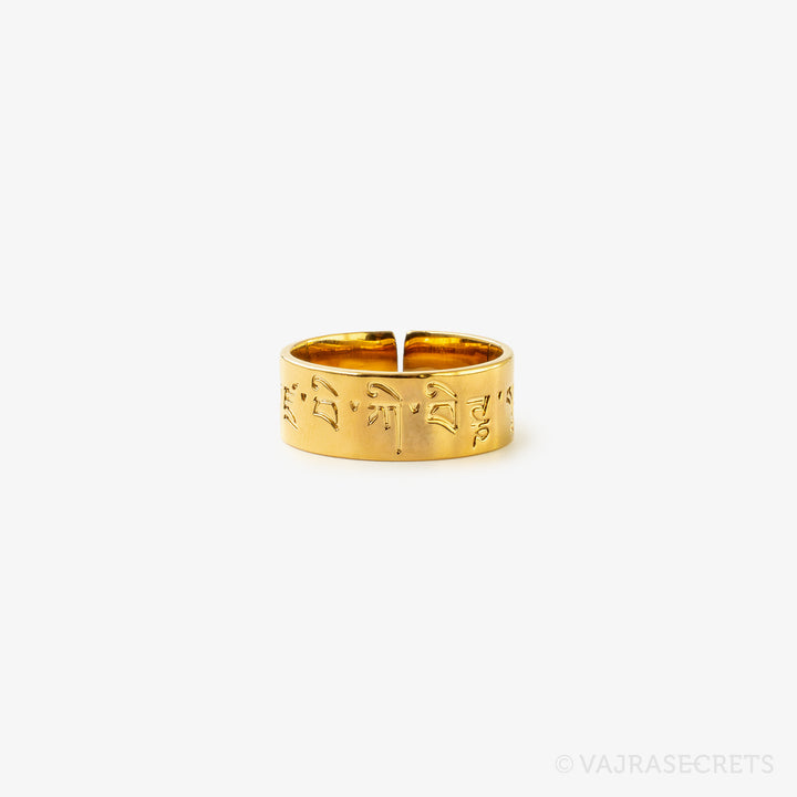 PVD Gold Dorje Shugden Mantra Ring
