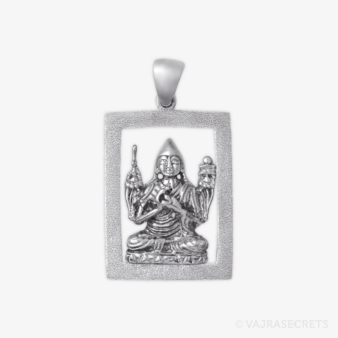 Lama Tsongkhapa 3D Emptiness Rectangular Pendant with Diamond Sand Finish (Junior)