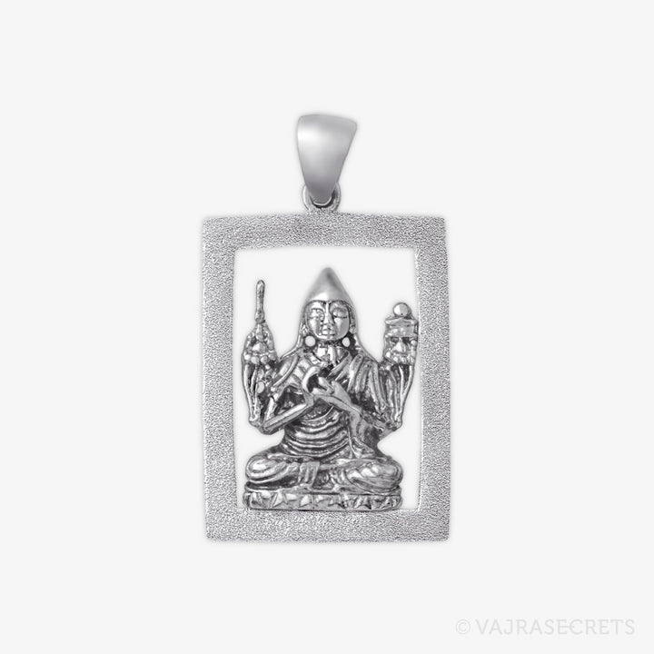 Lama Tsongkhapa 3D Emptiness Rectangular Pendant with Diamond Sand Finish (Junior)