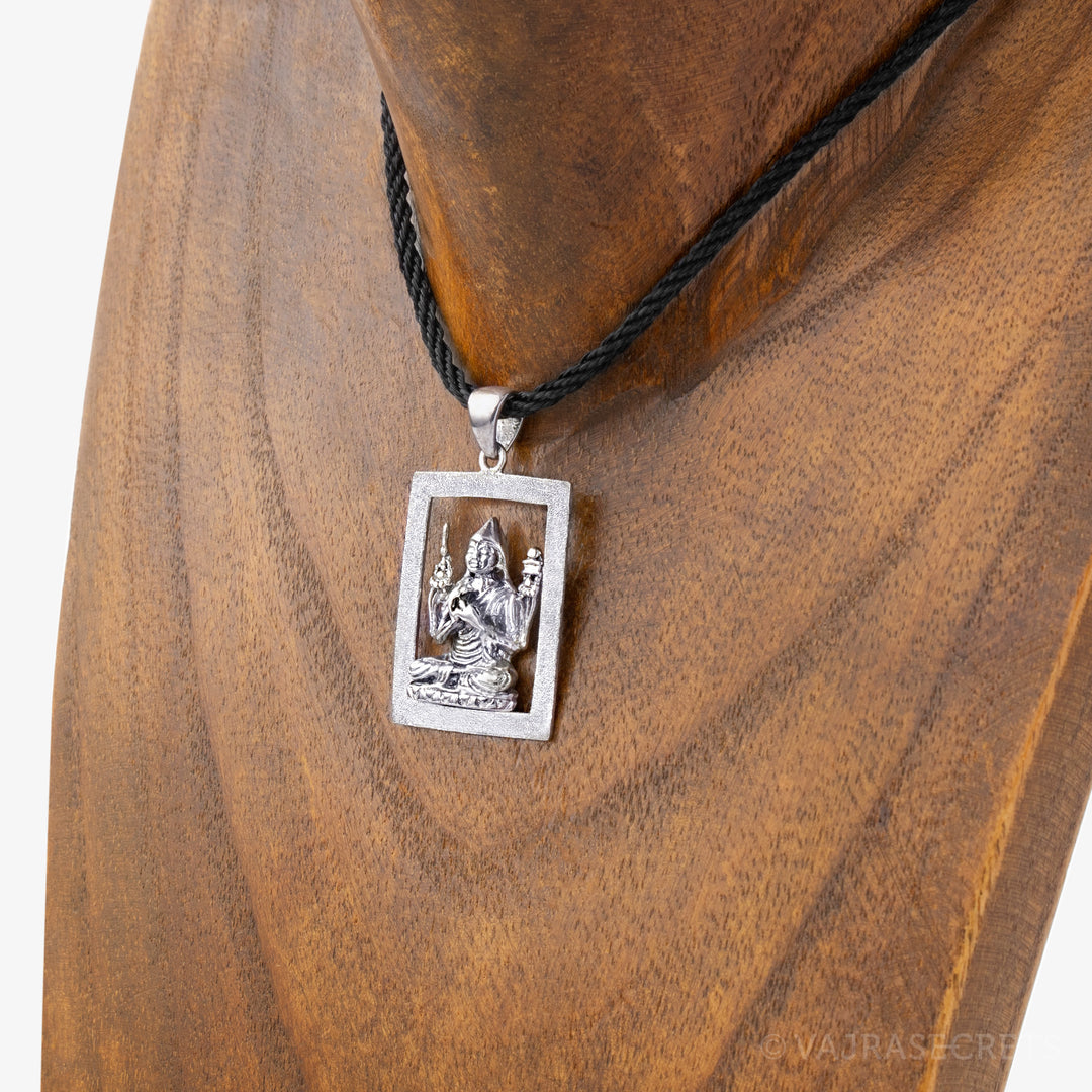 Lama Tsongkhapa 3D Emptiness Rectangular Pendant with Diamond Sand Finish (Junior)