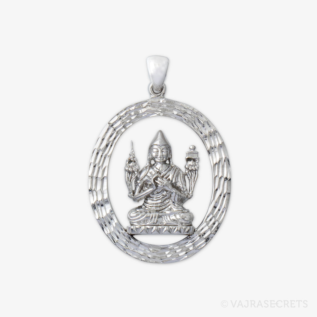 Lama Tsongkhapa Emptiness Oval Pendant with Diamond Cut Finish