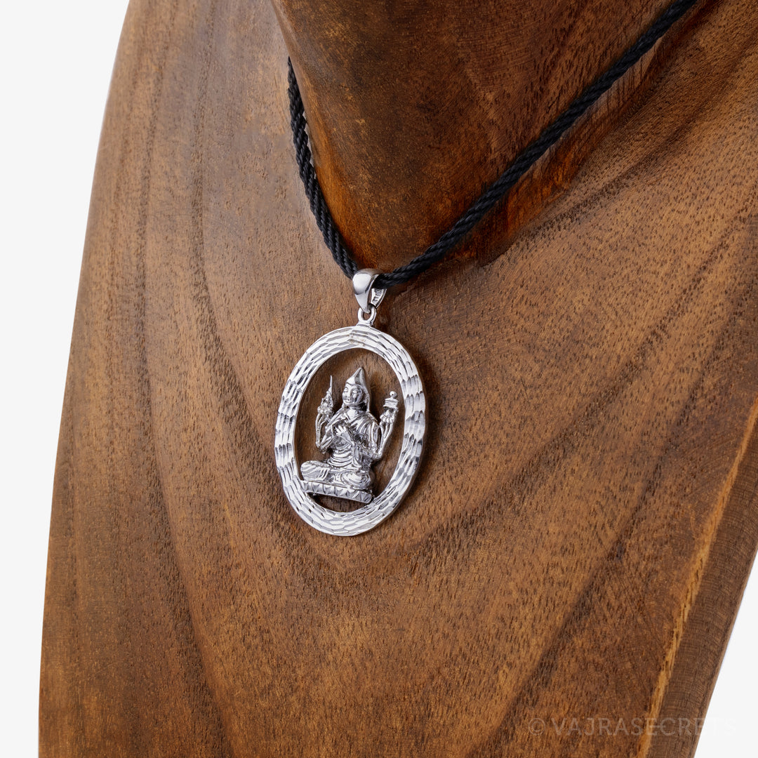 Lama Tsongkhapa Emptiness Oval Pendant with Diamond Cut Finish