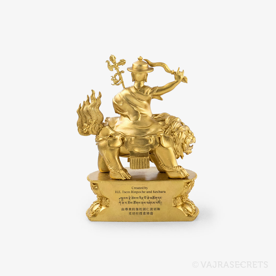 Blessed Dorje Shugden Brass Statue with Gold Finish & Mantra Insertion, 2.75 inch