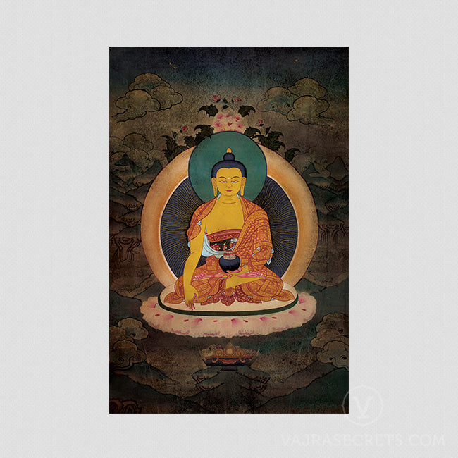 Shakyamuni Buddha Thangka Print (Vintage Effect)