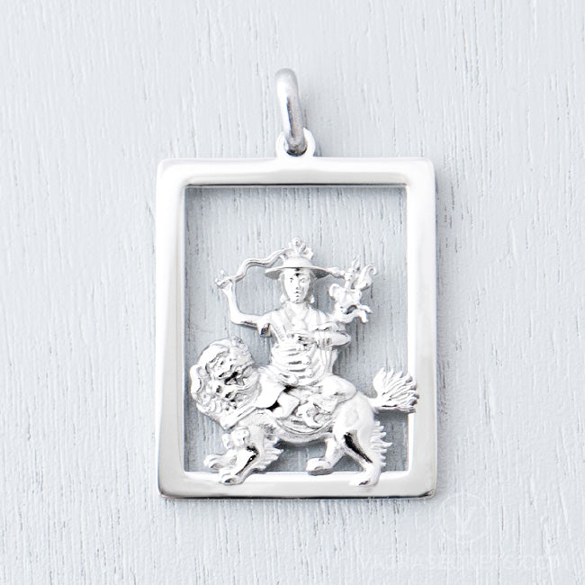 Dorje Shugden Rectangular Stainless Steel Pendant
