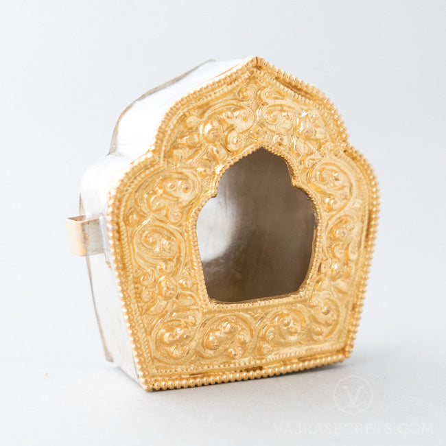 Gold Plated Tibetan Gau Prayer Box, 2.75 inch