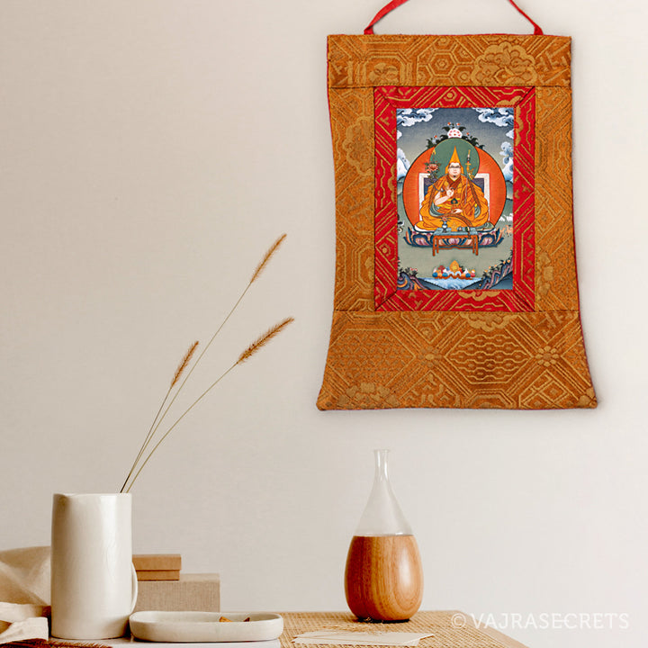 Dorje Shugden (Wrathful) Mini Thangka with Brocade