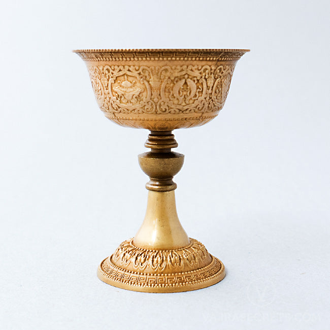 Carved Brass Butterlamp, 3.5 inch