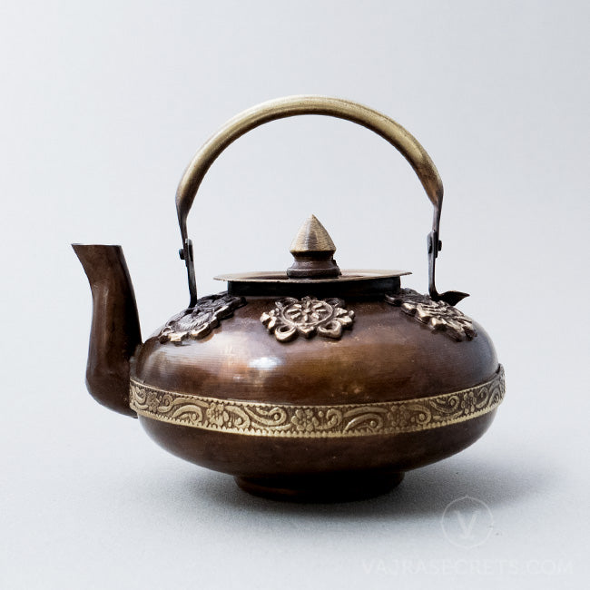Brass Low Profile Teapot with Antique Finish, 3 inch