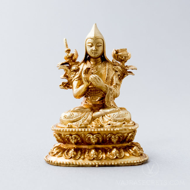 Lama Tsongkhapa Brass Statue, 2.75 inch