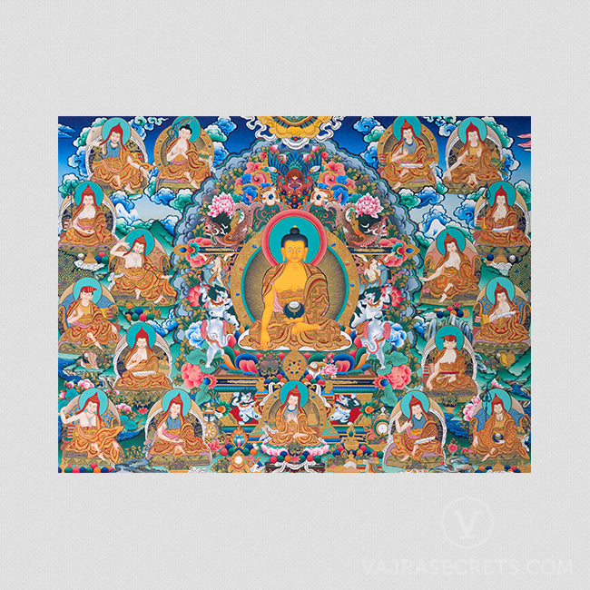 Shakyamuni Buddha and Pandits Thangka Print